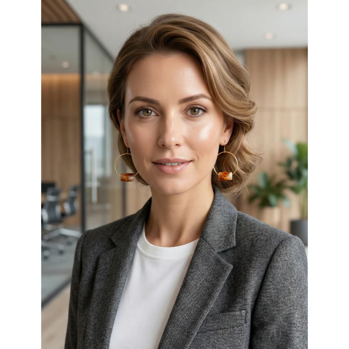 Pendiente Valencia en latón dorado y cristal hecho a mano