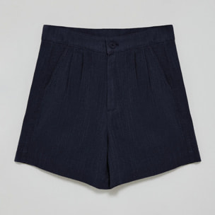 Pantaloncini Soller blu marino in lino e cotone con dettaglio Polo Club