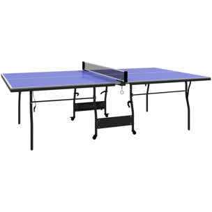 Mesa de Ping-Pong Plegable Mesa de Tenis Profesional Tamaño Estándar con 4 Ruedas Red 2 Paletas y 3 Pelotas para Interior y Exterior 274x152,5x76 cm Azul