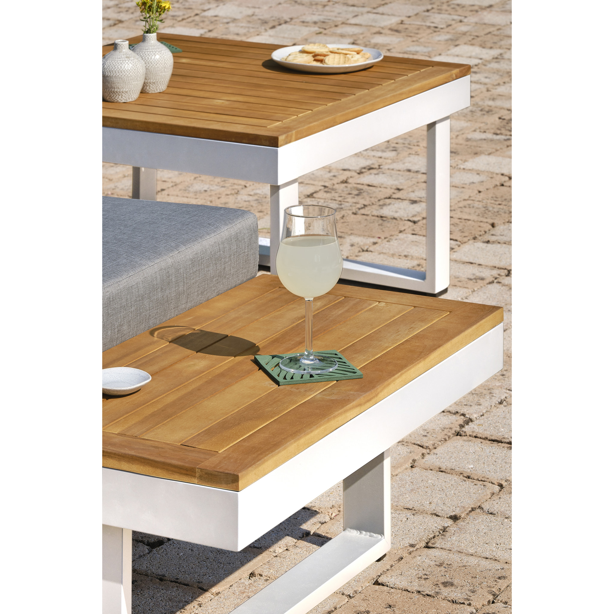 MIYAKO - Salon de jardin 5 places bois d'acacia et aluminium