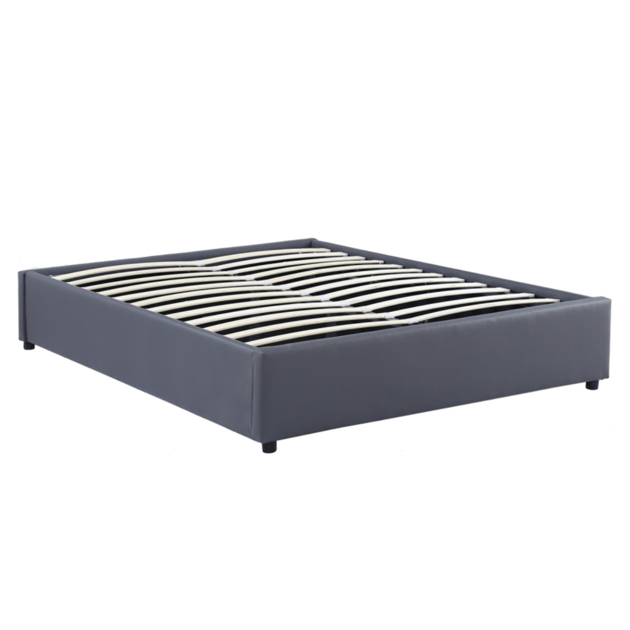 Lit coffre Otta 140x190cm simili cuir gris