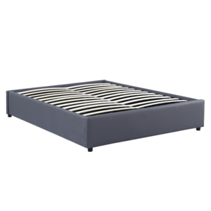 Lit coffre Otta 140x190cm simili cuir gris