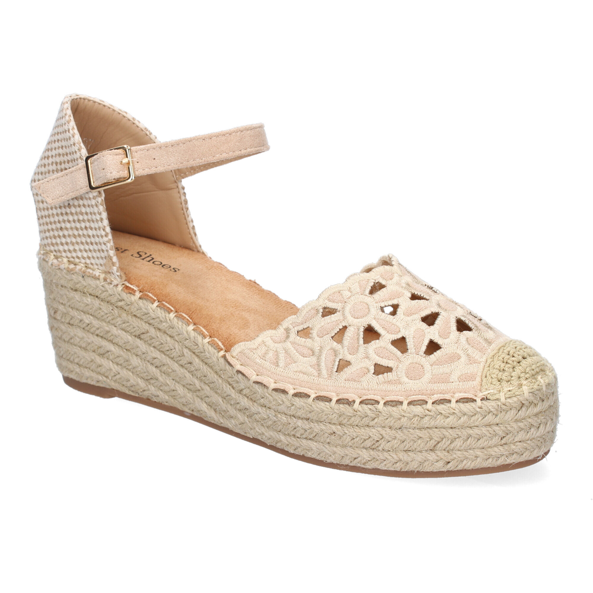 Sandalia de Cuña de Yute para Mujer, Comodas y Elegantes, Diseño Floral Bordado