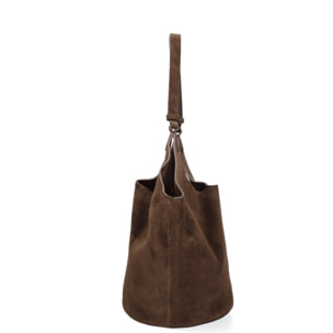 Borsa a spalla da donna - Modello Lisboa - Pelle Scamosciata - 27.0 x 38.0 x 21.5 cm