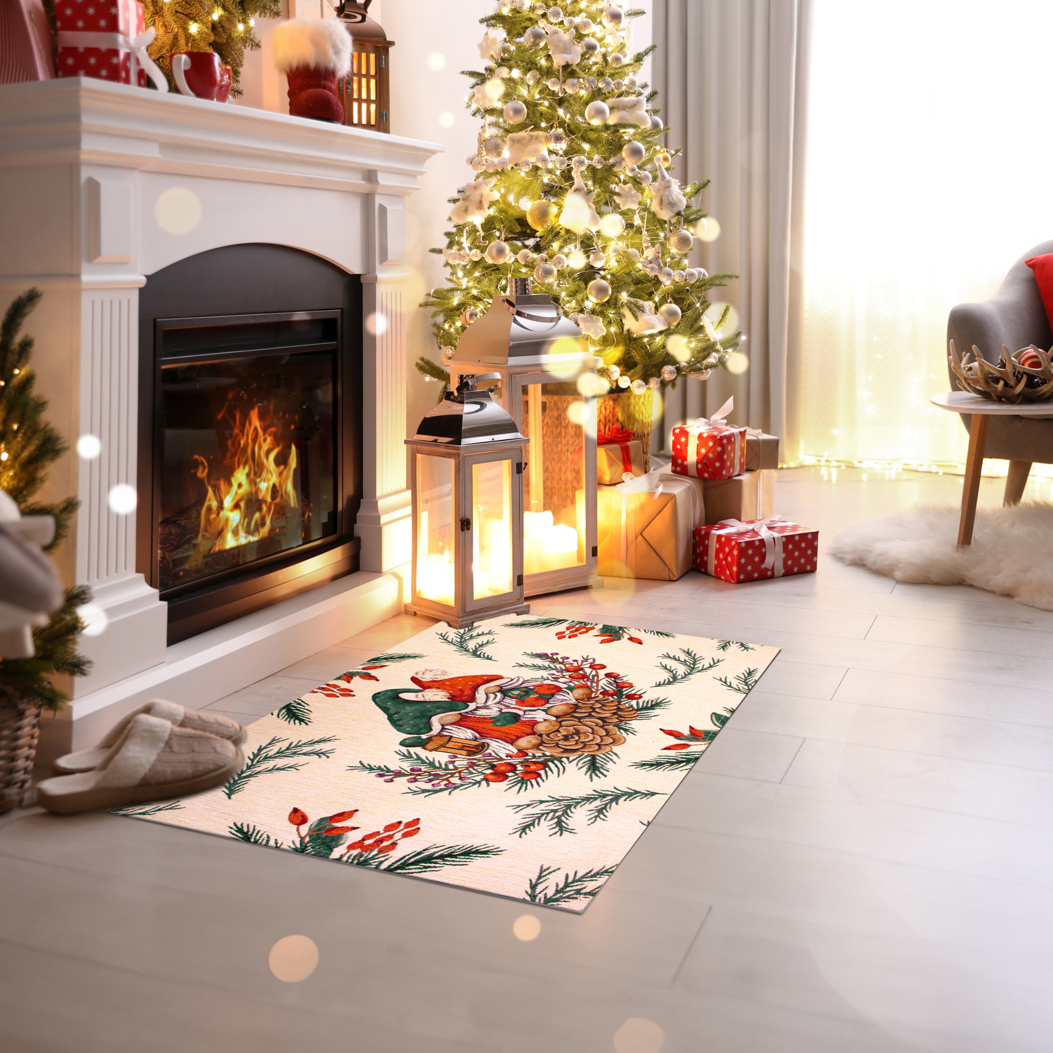 Tappeto Ingresso Arredo Natalizio Gnomi Bacche