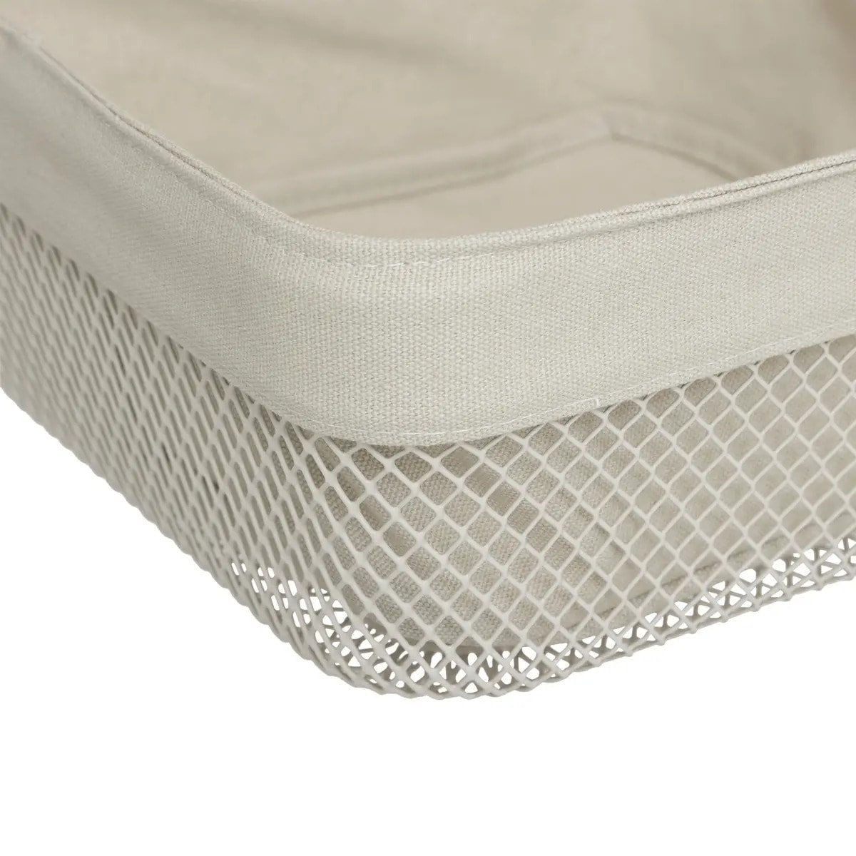 Corbeille à pain "Mayaj" en métal et coton beige 25,5x25,5cm