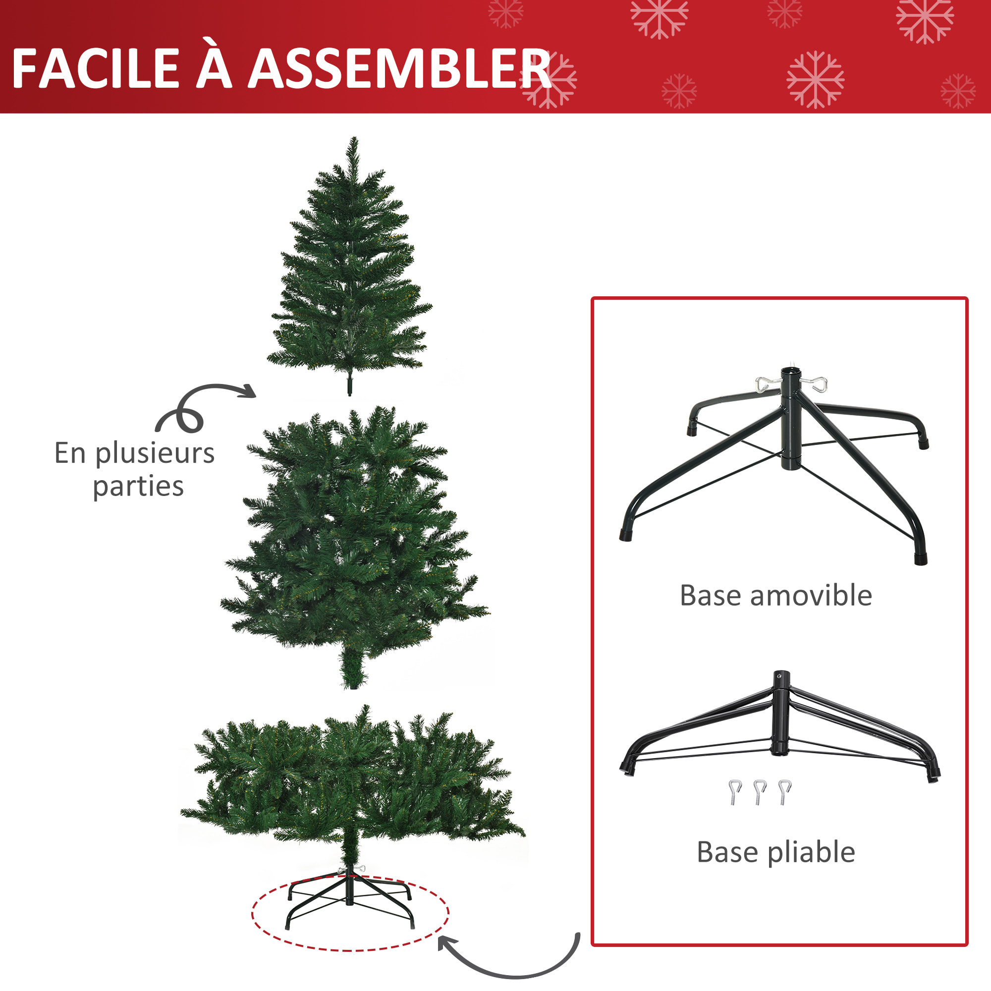 Sapin de Noël artificiel Ø 120 x 240H cm 1499 branches épines imitation Nordmann grand réalisme vert