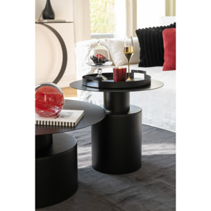 J-Line plateau Rond - metaal/polyresin - zwart - 3 stuks