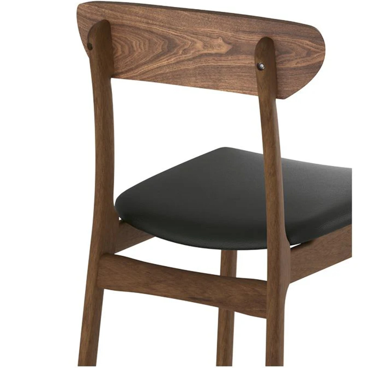 Lot de 2 chaises en cuir synthétique noir et bois foncé - Lana