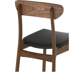 Lot de 2 chaises en cuir synthétique noir et bois foncé - Lana