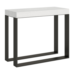 Console extensible 90x40/300 cm Elettra Frêne Blanc cadre Anthracite