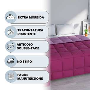 TRAPUNTA INVERNALE ELEGANT, 300gr, Microfibra, Doubleface, Made in Italy - FUCSIA/LILLA