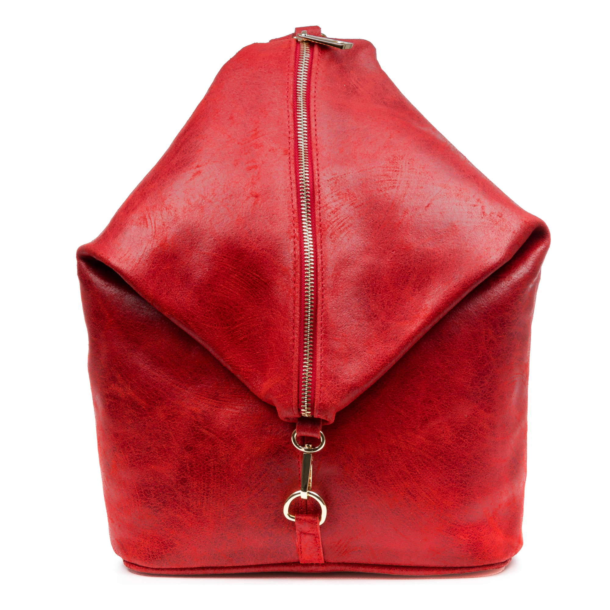 FIRENZE ARTEGIANI Lorena Borsa Zaino da Donna. Vera Pelle Scamosciata Stone Washed Made in Italy 29x12x35 Cm. colore rosso