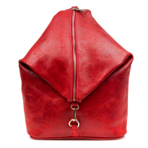 FIRENZE ARTEGIANI Lorena Borsa Zaino da Donna. Vera Pelle Scamosciata Stone Washed Made in Italy 29x12x35 Cm. colore rosso