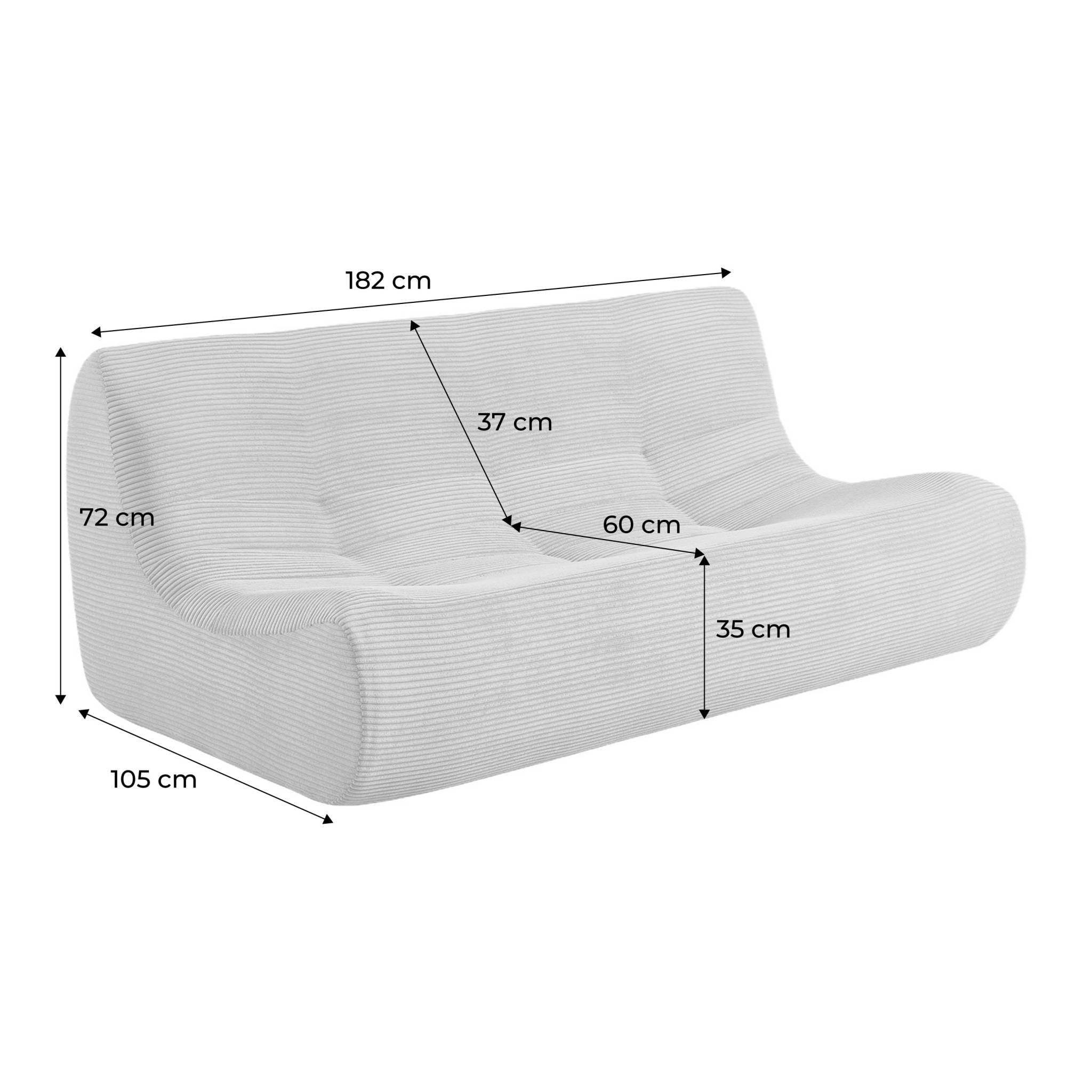 Chauffeuse velours côtelé 3 places SOKOL