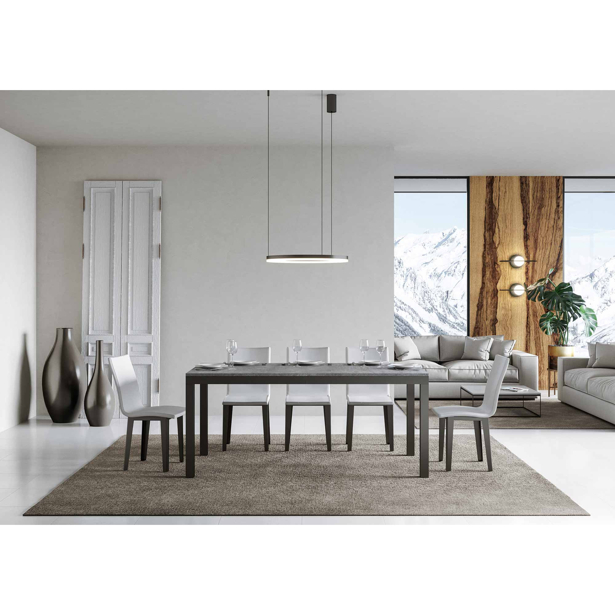 Table extensible 90x160/420 cm Everyday Evolution Gris Béton cadre Anthracite