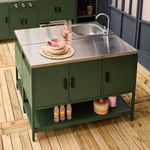 Cuisine extérieure îlot 2 modules acier inoxydable  NAXOS 2 MODULES