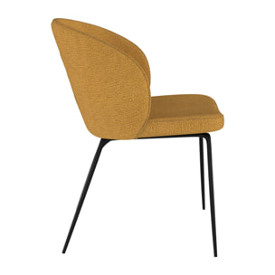 Lot de 2 chaises jaunes en tissu bouclette et pied en métal - Groom