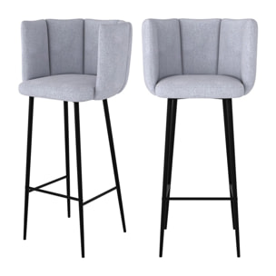 Lot de 2 chaises de bar en tissu gris clair 75 cm - Rosy