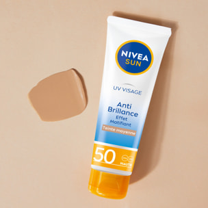 Pack de 2 - Protection solaire Visage Créme Anti-Brillance teintée NIVEA SUN FPS 50 50ml