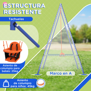 Columpio Infantil 2 en 1 Columpio para Niños y Bebés con 1 Silla para Niños 1 Silla para Bebés y Cinturón de Seguridad para Exterior e Interior Naranja