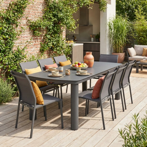 Table de jardin aluminium + 8 assises  ZARO + BUFFALO