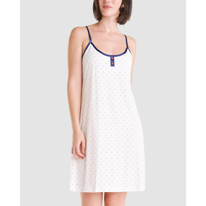 Camisón corto mujer topitos con tirantes suave