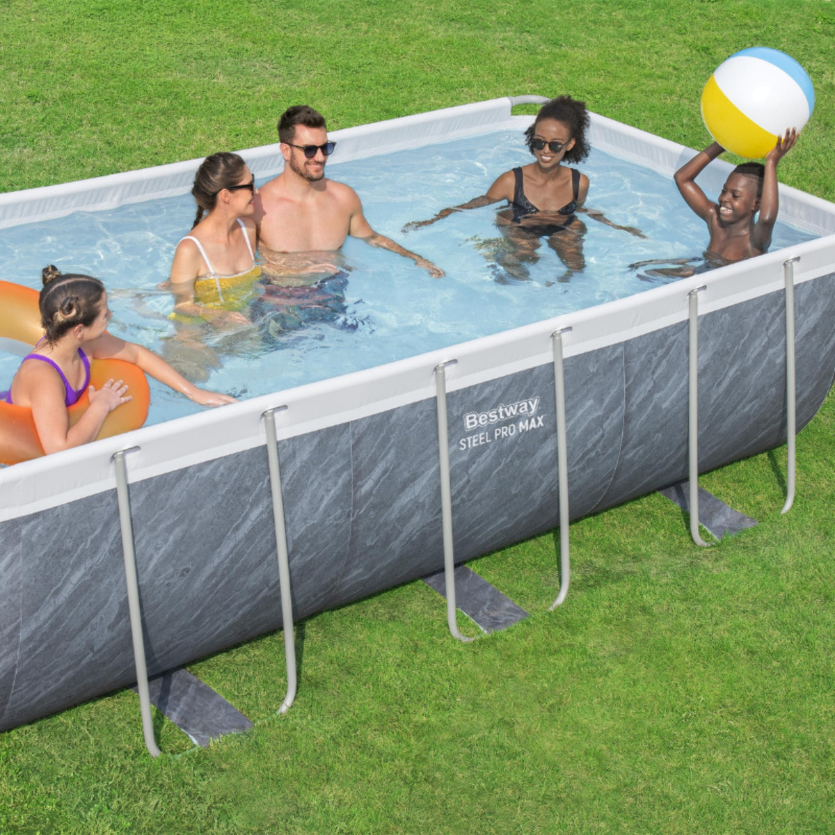 Bestway Piscine hors sol - Rectangulaire - Steel Pro Max - Décor marbre - 404 x 201 x 100 cm