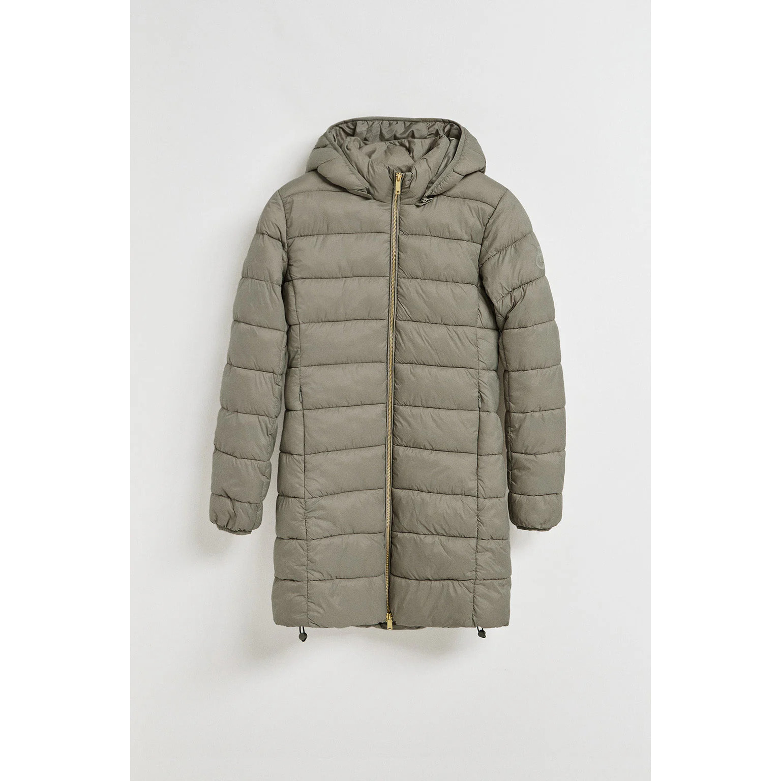 Giubbotto ultralight Cecilia grigio talpa con cappuccio rimovibile e ricamo PC