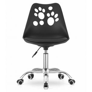 Sedia girevole PRINT nera con cuscino in ecopelle