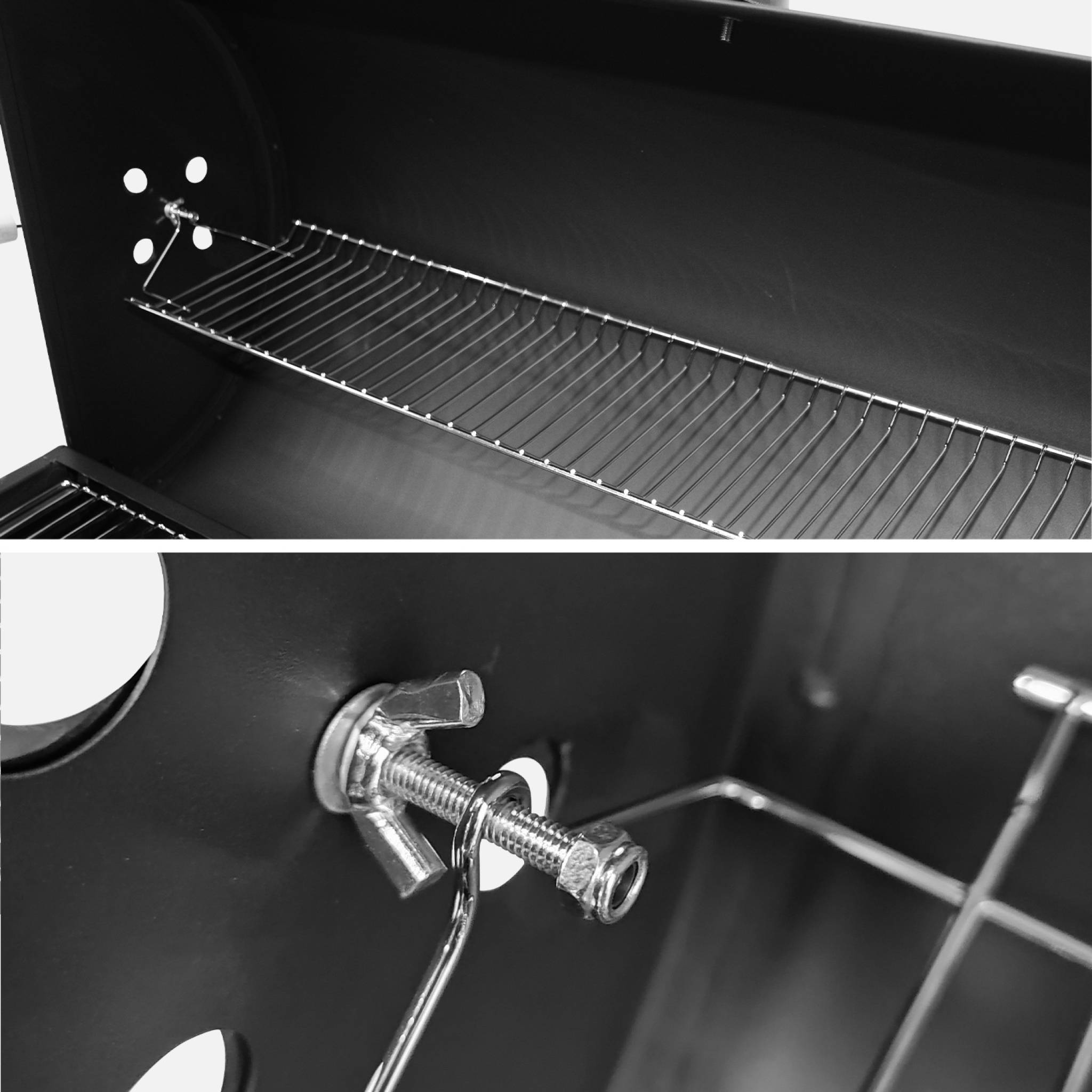 Barbecue américain charbon de bois - Serge noir - Smoker américain avec aérateurs. récupérateur de cendres. fumoir