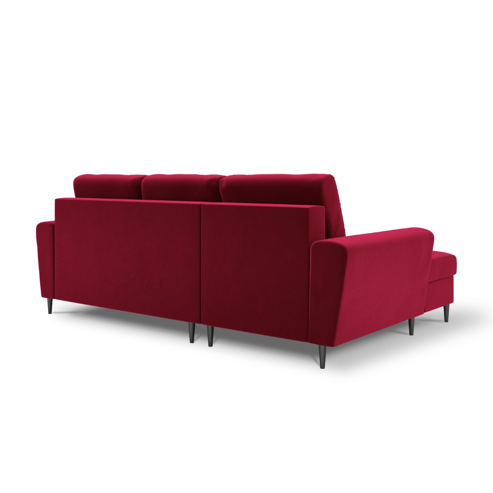 Canapé d'angle gauche convertible avec coffre de rangement "Kyoto" 4 places en velours rouge