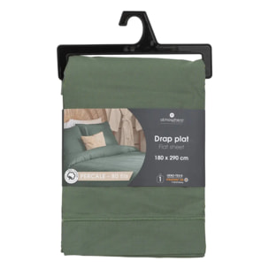 Drap plat percale vert 180x290cm