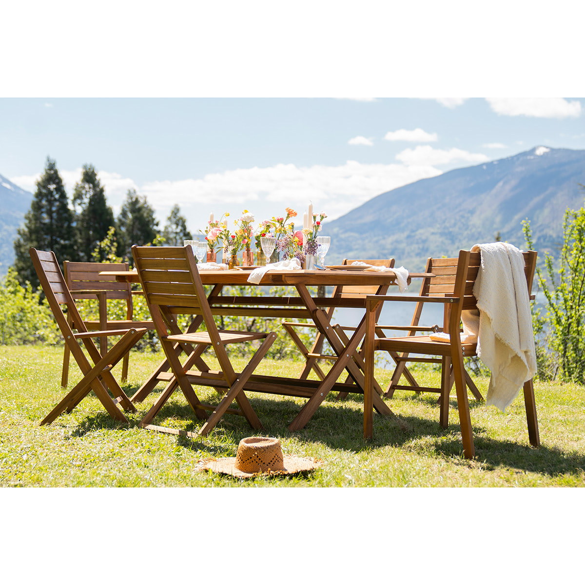 Chaises de jardin pliantes en bois massif (lot de 2) CANOPEE