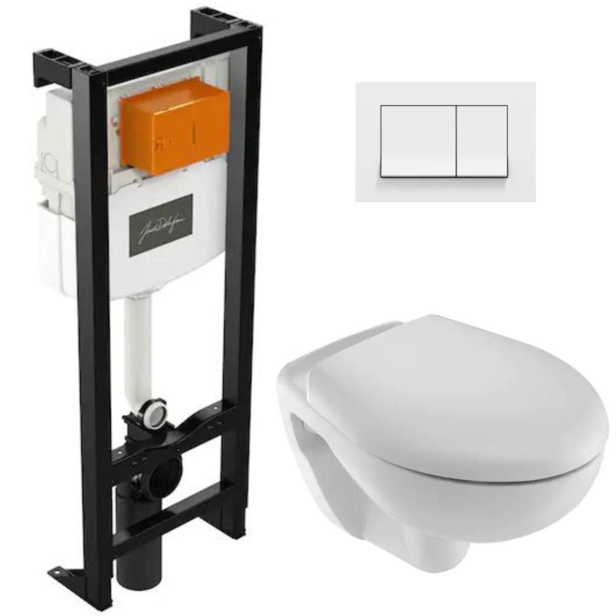 Pack WC suspendu Brive semi caréné + bâti-support + abattant frein de chute + plaque blanche