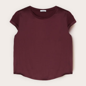 Motivi - T-shirt bimaterica - Bordeaux