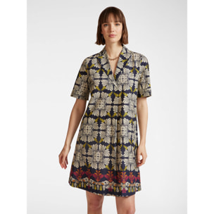 Elena Mirò - Vestido estampado de algodón elástico - Azul