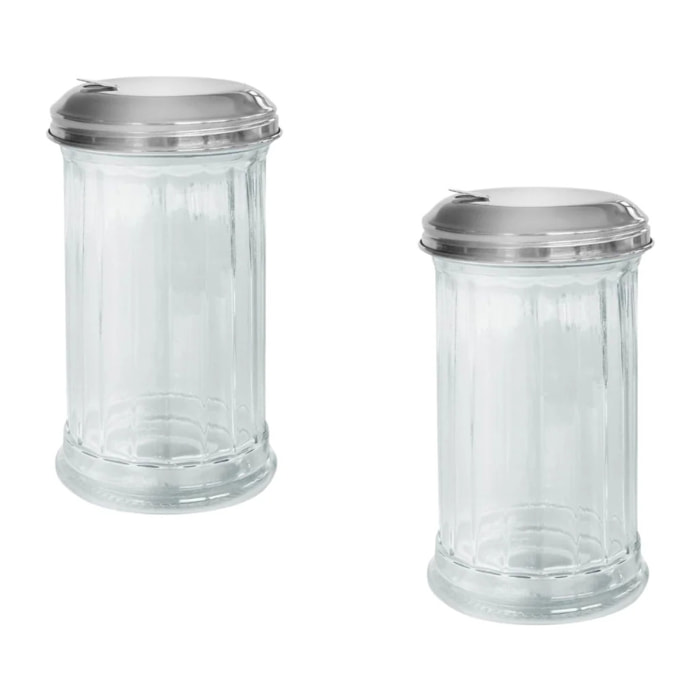Saupoudreuse en verre pratique lot de 2, hauteur 14 cm Ø 7,5 cm Fackelmann Basic