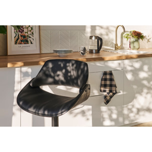 Tabouret de bar design noir réglable pivotant 360° CLASH