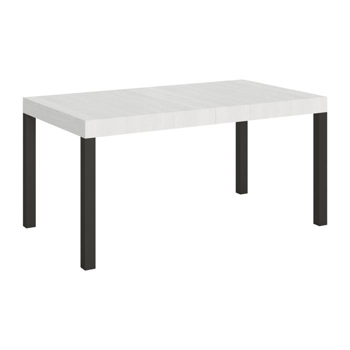 Table extensible 80x160/244 cm Everyday Frêne Blanc cadre Anthracite