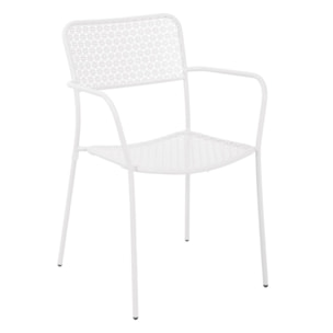 Set 4 sedie da giardino con braccioli in metallo bianco - Aura