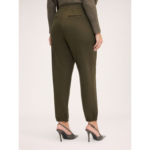Fiorella Rubino - Pantaloni jogger con vita elastica e polsini a costine - Verde militare