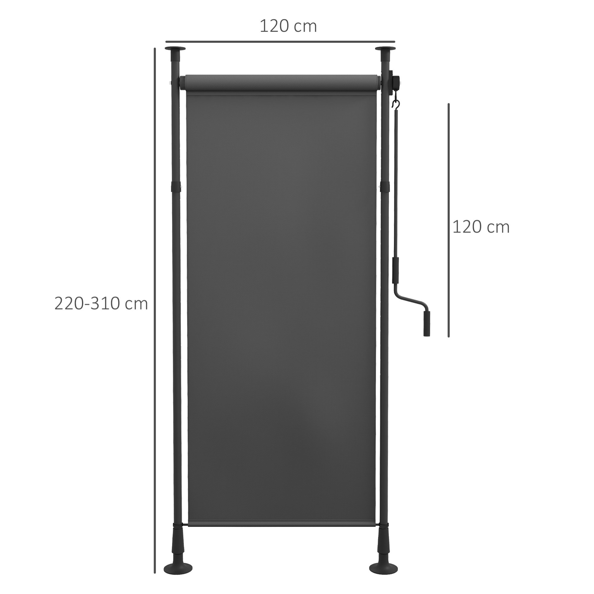 Store extérieur sur pied store manuel rétractable enroulable réglable gris foncé