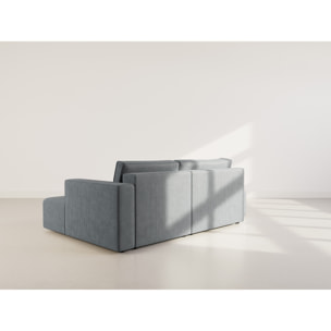 Topaze - canapé d'angle droit 4 places convertible avec coffre en velours côtelé - Gris foncé