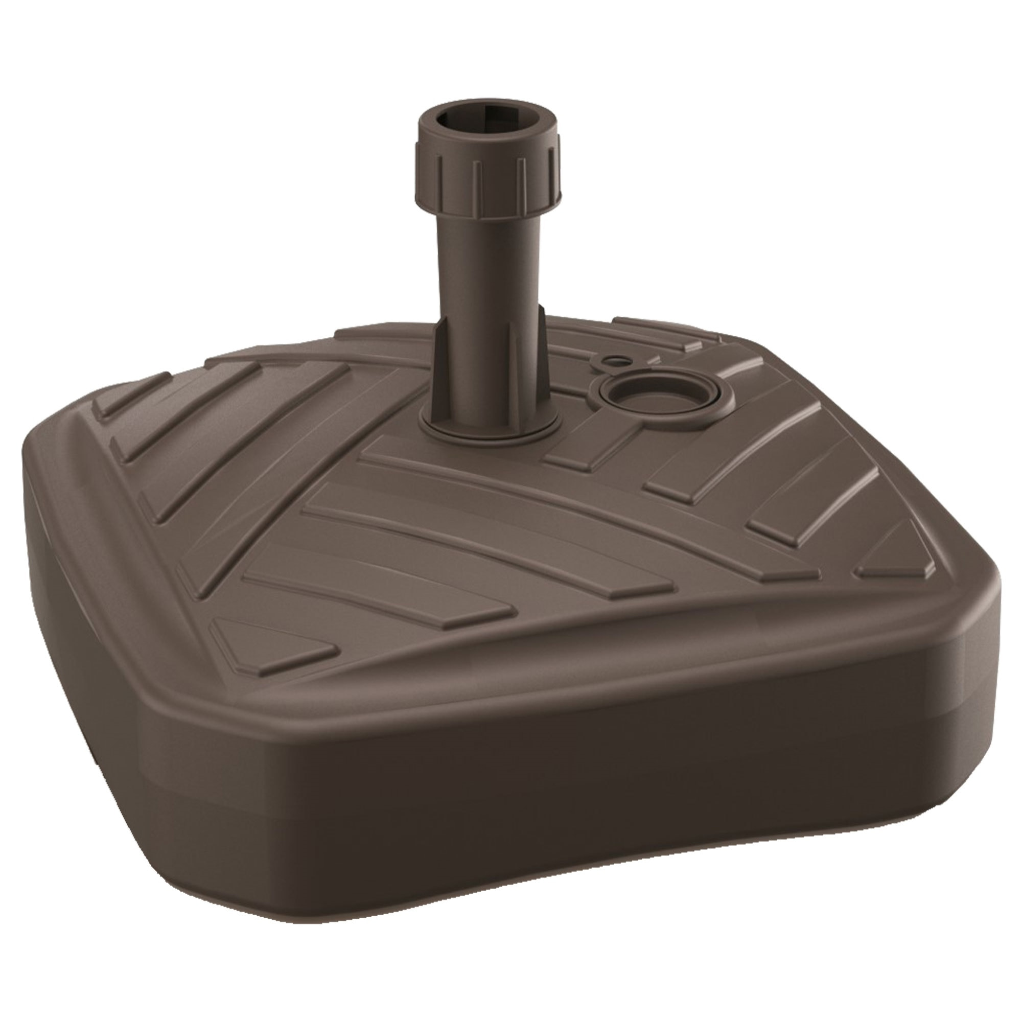 Base de sombrilla de polietileno cuadrada con diseño a rayas 39 x 39 x 13 cm en color chocolate