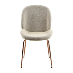 Set da 2 sedie in tessuto bouclè beige con struttura oro rosa - Shell