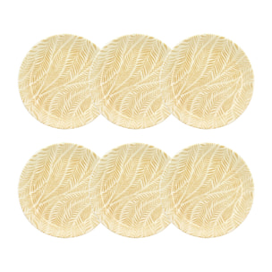 Lot de 6 assiettes creuses 20,5cm en grès à motif jaune SAVANE