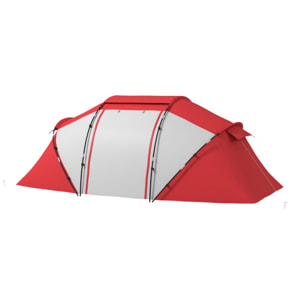Tente de camping familiale 4-6 personnes 2 cabines fenêtre grande porte 4,3L x 2,4l x 1,7H m rouge gris