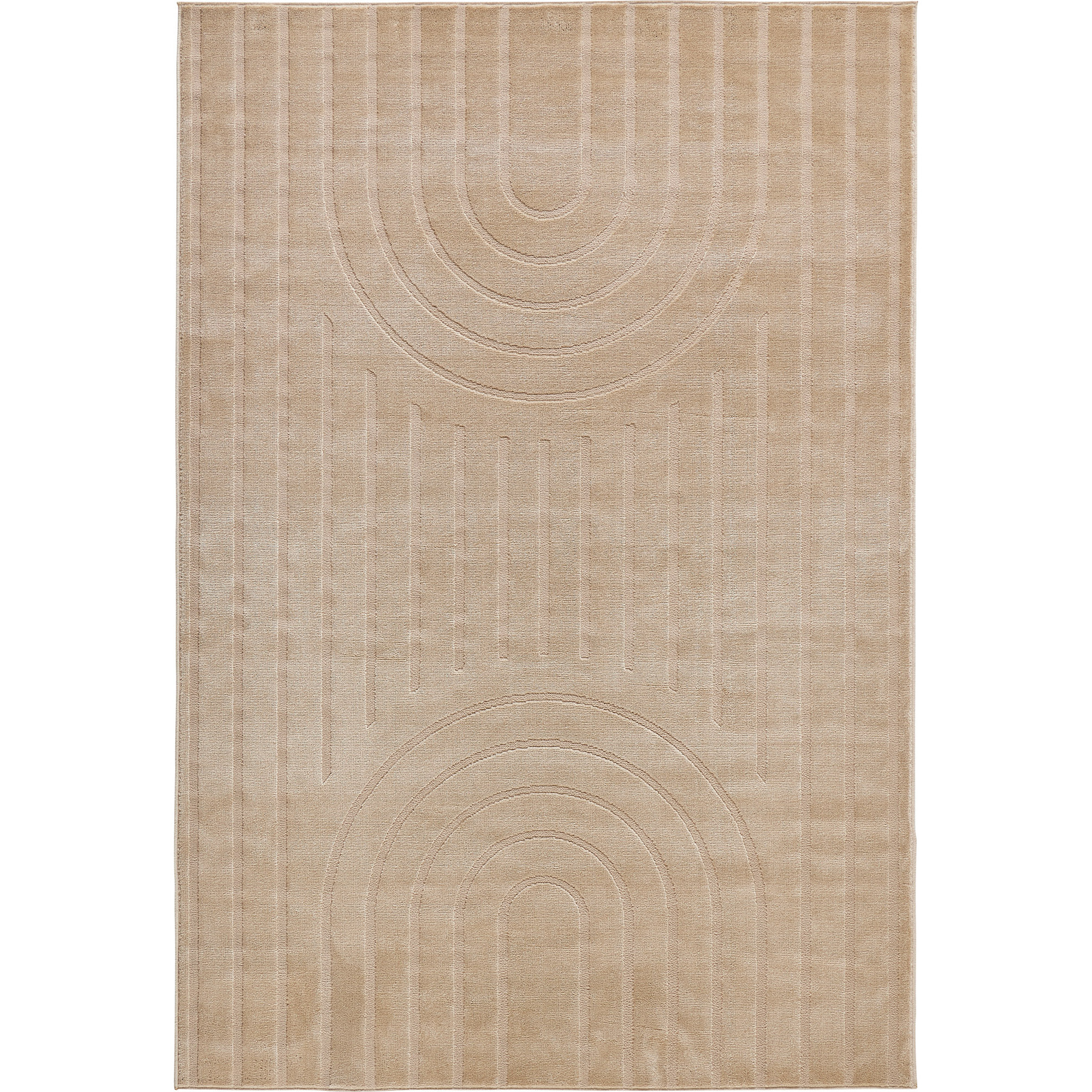 BLOOM - Tapis poils ras motif arc de cercle en relief - Beige