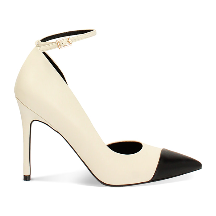 Décolleté open shank panna, tacco stretto 10,7 cm